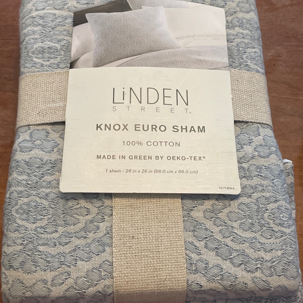 Linden Street Knox Euro Sham 100% Cotton Providence Blue
